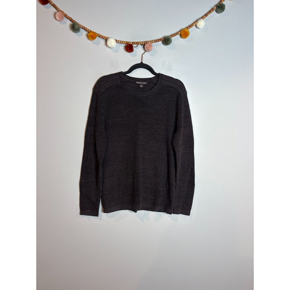 Michael Kors deep brown cotton wool blend waffle sweater